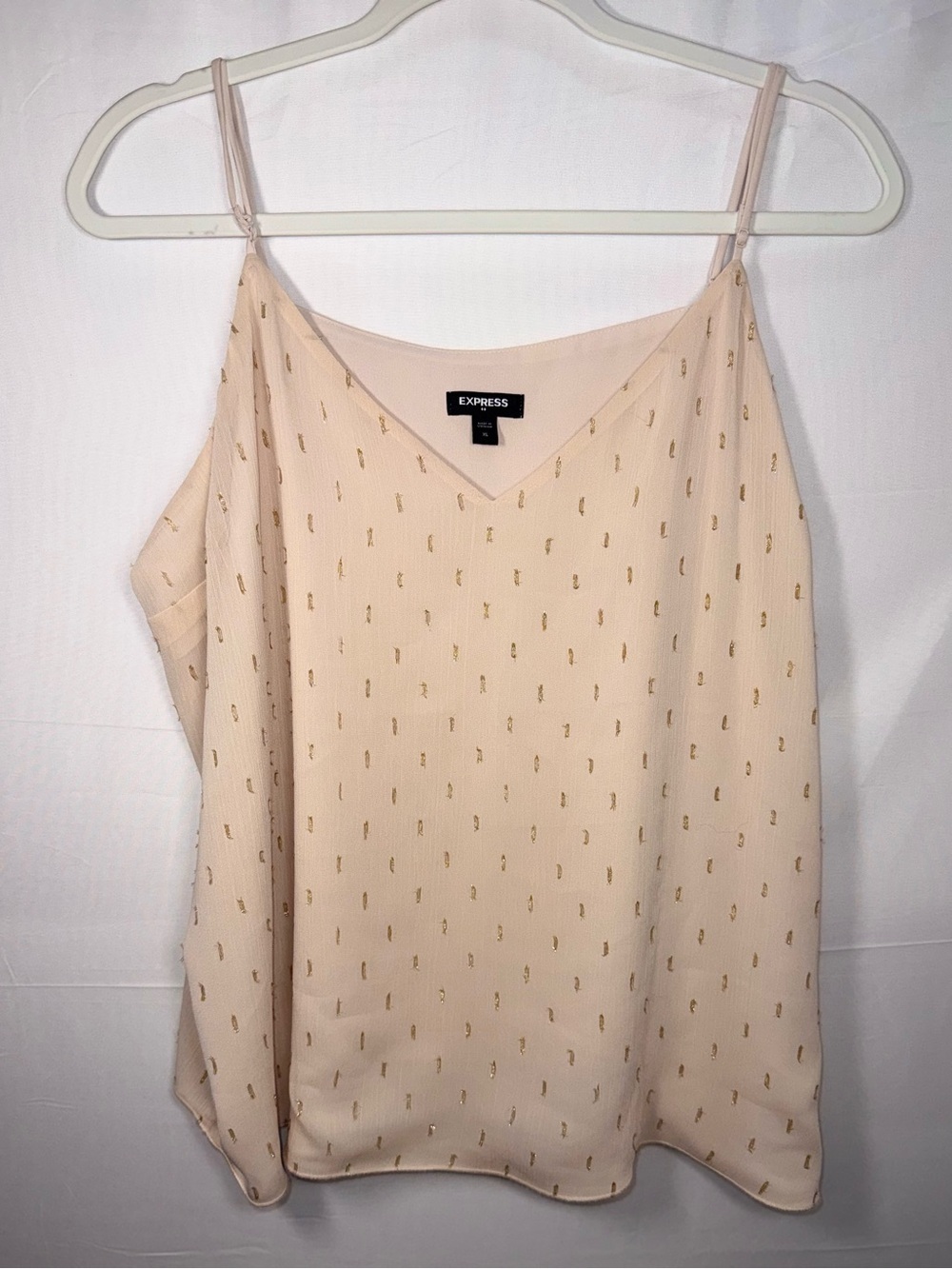 Express Pale Cream V-Neck Spaghetti Strap Cami with Gold Dot Detail Size XL